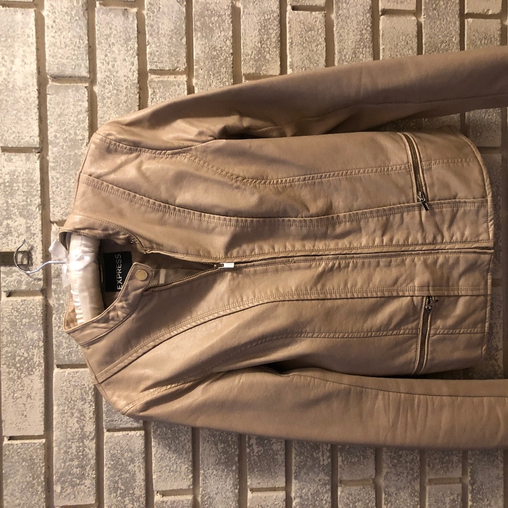 Express Faux tan leather moto jacket